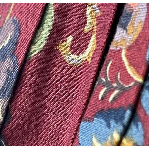 Vintage 90s BREECHES Skirt Sz12 Red Floral Print Linen Blend Mini Pleated Front - Picture 12 of 12